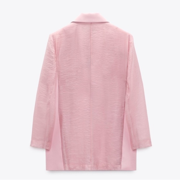 NWOT Pale Pink Mixed Organza Blazer Zara - Picture 2 of 13